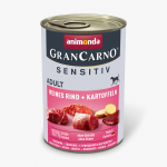 Animonda GranCarno Adult Sensitive Beef + Potato: konservai jautriems &scaron;unims su gryna jautiena ir bulvėmis, 400 g