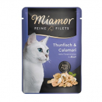 Miamor Feine Filets konservai katėms, tunas su kalmarais drebučiuose, 100 g