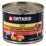 Ontario konservai &scaron;unims su ver&scaron;iena, saldžiosiomis bulvėmis ir la&scaron;i&scaron;ų aliejumi, 200 g, Adult Calf with Sweet Potatoes