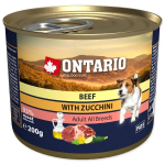 Ontario konservai &scaron;unims su jautiena, cukinijomis ir linų sėmenų aliejumi, 200 g, Adult Beef with Zucchini