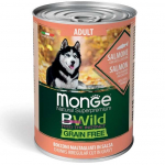 Monge BWild begrūdžiai konservai &scaron;unims su la&scaron;i&scaron;a, moliūgu ir cukinija, 400 g