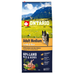 Ontario Adult Medium Lamb and Rice, 12 kg, pa&scaron;aras vidutinių veislių &scaron;unims su ėriena ir ryžiais