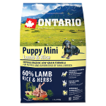 Ontario Puppy Mini Lamb and Rice, 2,25 kg, pa&scaron;aras jauniems mažų veislių &scaron;unims su ėriena ir ryžiais