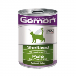 Gemon Wet Cat Pate drėgnas maistas sterilizuotoms katėms su kalakutiena, 400 g