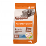 Nature's Variety Healthy Grain Med/Maxi Adult sausas maistas vidutinių ir didelių veislių &scaron;unims su balta žuvimi, 12 kg
