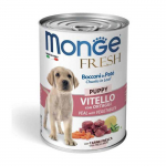 Monge Fresh Wet Puppy Cans Pate - Chunkies drėgnas maistas &scaron;uniukams su ver&scaron;iena ir daržovėmis, 400 g