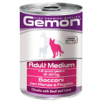 Gemon Wet Dog Chunks Adult Medium drėgnas maistas &scaron;unims su jautiena ir kepenimis, 415 g