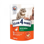 CLUB 4 PAWS Premium Visavertis konservuotas ėdalas suaugusioms katėms su antiena padaže, 100 g