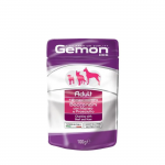 Gemon Wet Dog Pouches drėgnas maistas &scaron;unims su jautiena ir kumpiu, 100 g