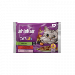 Whiskas Tasty Mix drėgnas maistas katėms, mėsos ir žuvies su daržovėmis rinkinys, 4 x 85 g