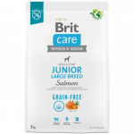 Brit Care Grain-free Junior Large Breed Salmon begrūdis, sausas maistas jauniems &scaron;unims, 3 kg