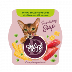 Delickcious tuno sriuba katėms su kukurūzais ir žirneliais, 80 g