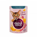 Delickcious juostelės su antiena moliūgais kreminėje sriuboje katėms, 85 g