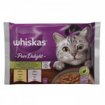 Whiskas Pure Delight drėgnas maistas suaugusioms katėms, vi&scaron;tienos ir la&scaron;i&scaron;os rinkinys, 4 x 85 g