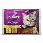 Whiskas Pure Delight drėgnas maistas suaugusioms katėms, vi&scaron;tienos ir kalakutienos rinkinys, 4 x 85 g