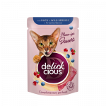 Delickcious gabaliukai su antiena ir mi&scaron;ko uogomis kreminiame padaže katėms, 80 g