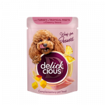 Delickcious gabaliukai su kalakutiena ir tropiniais vaisiais kreminiame padaže &scaron;unims, 80 g