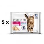 Konservuotas ėdalas PERFECT FIT suaugusioms katėms su la&scaron;i&scaron;a/balta žuvimi, 4x85 g x 5 vnt. pakuotė