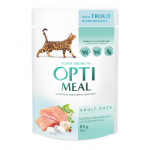 OPTIMEAL&trade; Visavertis konservuotas ėdalas suaugusioms katėms su upėtakiu kreminiame padaže, 85 g