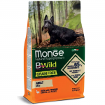 Monge Dry Dog BWILD Adult Mini begrūdis sausas maistas mažų veislių &scaron;unims su antiena, 2,5 kg