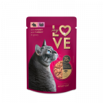 MY LOVE visavertis konservuotas ėdalas suaugusioms katėms tro&scaron;kinys su triu&scaron;iena ir kalakutiena, 85 g