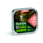 Monge BWILD Cat begrūdis drėgnas maistas katėms su la&scaron;i&scaron;a ir daržovėmis, 100 g