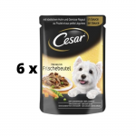 &Scaron;lapias ėdalas CESAR &scaron;unims mai&scaron;eliuose su vi&scaron;tiena ir daržovėmis, 100 g x 6 vnt. pakuotė