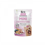 Brit Care Mini Chicken-Tuna fillets in gravy drėgnas i&scaron;rankiems, maistas mažų veislių &scaron;unims, 85 g