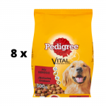 Sausas &scaron;unų ėdalas PEDIGREE Adult, su jautiena ir pauk&scaron;tiena, 500 g x 8 vnt. pakuotė