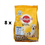 Sausas &scaron;unų ėdalas PEDIGREE Junior, su vi&scaron;tiena, 500 g x 8 vnt. pakuotė