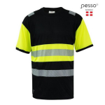 Auk&scaron;tos matomumo T-mar&scaron;kiniai, geltoni/mėlyni, L, PESSO, HVM_J-L, 100% poliesteris, 170 g/m&sup2;, EN ISO 20741, Class 1