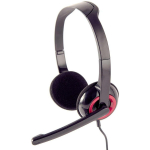 Gembird ausinės MHS-002 20-20000 Hz, 32 &Omega;, 105 dB, 3.5 mm, sulankstomas mikrofonas, uždara akustika, juoda/raudona