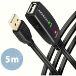 Axagon USB pakartotuvo kabelis ADR-205 5m, juodas, USB 2.0 1, USB 3.0 1