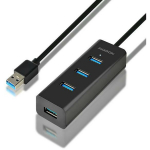 Axagon USB centras HUE-S2BL 4 USB 3.0 prievadai, 1.2 m laidas, 2A įkrovimas, matinė korpusas