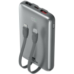 Rivacase Power Bank VA2611 10000 mAh, 30W, 2 integruoti kabeliai, maitinimo laidas, ekranas, apsauga