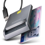 Axagon i&scaron;manusis kortelių skaitytuvas CRE-SM3TC USB Type-C, 1.2 m laidas, svoris 51 g, pilkas, Plug and Play, LED indikatoriai, CE