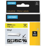 Dymo Rhino vinilo juosta 1805431, 24mm, 5.5m, juoda ant geltono, vinilas, -40-80&deg;C, UL 969, Rhino