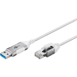 Goobay Ethernet adapterio kabelis USB-A 3.2 Gen1 į RJ-45, 74377, 1 m, 1 Gbit/s, Cat.6, FTP, baltas, pintas tekstilės apvalkalas