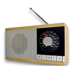 Eltra Radijas Krystyna 5907727028629, 3 W, 230 V, 2x R20, FM, AM LW, 3,5 mm minijack, AUX, mono, medinis korpusas, sidabrinis