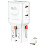 4Smarts kelioninis įkroviklis World Travel Adapter Nomad Pocket GaN 65W 4SM000031, 65W, 2x USB-C, USB-A, GaN, baltas
