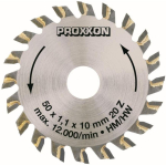 Proxxon diskinis pjūklas PR28017, 50 mm, 10 mm, 1.1 mm, 20 dantų, 12000 rpm, volframo karbidas, mediena, plastikas