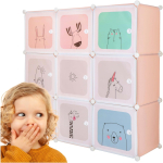 Springos Vaikų modulinė spintelių sistema HA0215, 110x110x37 cm, 9 skyriai, 5 kg, plastikas, rožinė, žalia, mėlyna, balta