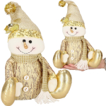Springos Kalėdinė dekoracija Sniego senis CA0705, 38 cm, 17 cm, auksinė, audinys, blizgučiai, stabili bazė, varpelis