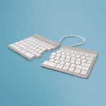 R-Go Tools klaviatūra R-GO SPLIT BREAK, belaidė, Bluetooth 5.0, QWERTY, balta, 1.02 m laidas, ergonomi&scaron;ka, 350 g