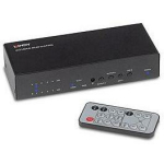 Lindy I/O VIDEO MATRIX PERKĖLIMAS 38084 4x2 HDMI 4K60, 6 HDMI įėjimai, 1 Coaxial S/PDIF, 1 Stereo jack 3.5mm, Juodas