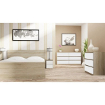 Topeshop M2 SONOMA MIX naktinis staliukas, 2 stalčiai, 300x300x400mm, medžio drožlių plok&scaron;tė, balta/ąžuolas, matinis, be rankenų