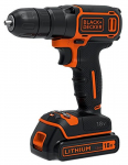 Black & Decker BDCDC18K-QWBlack + Decker BDCDC18K-QW 18V akumuliatorinis gręžtuvas su akumuliatoriaus įkrovikliu 3h