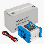 Gilaus i&scaron;krovimo akumuliatorius MAXX GEL 100AH 12V ir pakrovėjas 12V BC-20 PRO 20A LCD, 7 įkrovimo lygiai su laidais