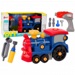 LEAN Toys Lean Toys Animacinis filmukas besisukantis lokomotyvas &bdquo;pasidaryk pats&ldquo; tamsiai mėlynas