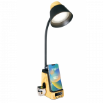 Immax IDEAL LED table lamp with QI charging CCT light wood/black